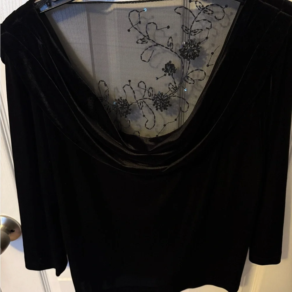 Patra Black Blouse with Floral Embroidery - Picture 1 of 5